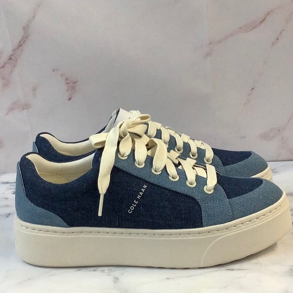 NWT Cole Haan Women's Platform Sneaker Blue and White Size 10B - Picture 5 of 7